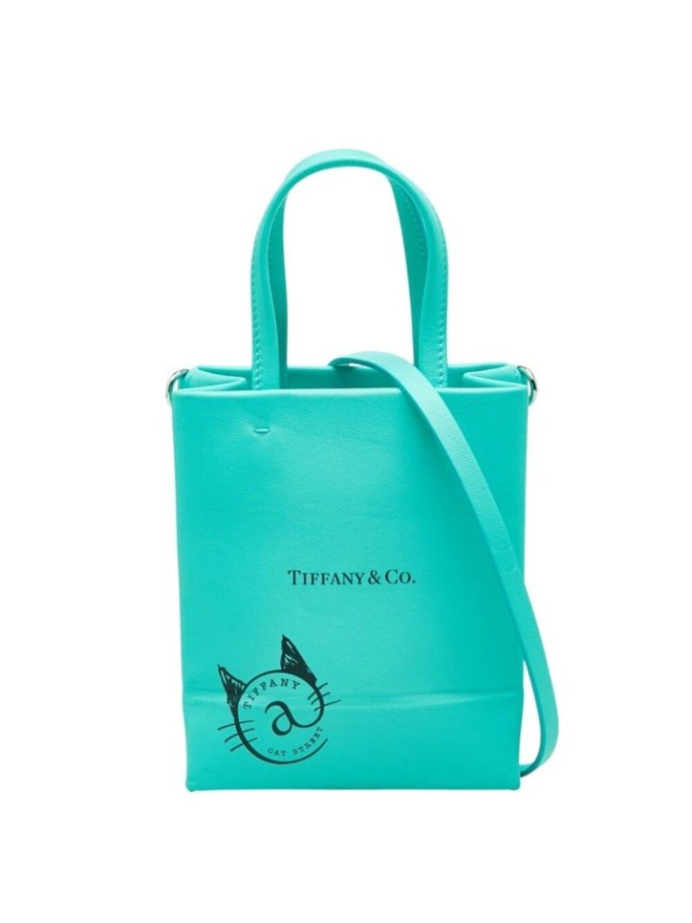 Tiffany & Co Cat Street Mini Shopping Tote Crossbody Shoulder Bag 2-Way Blue